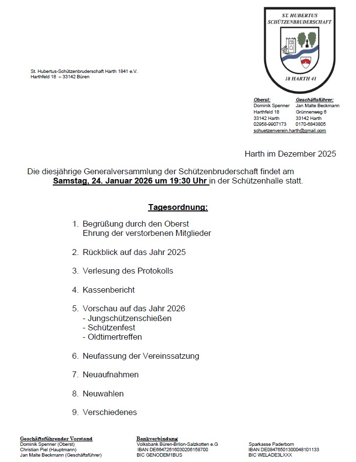 Generalversammlung Schützenverein